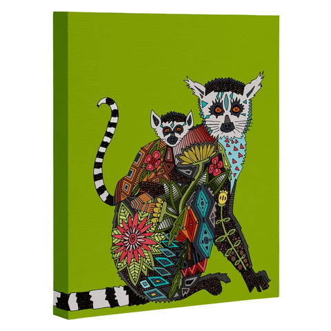 Sharon Turner Lemur Love Lime Art Canvas