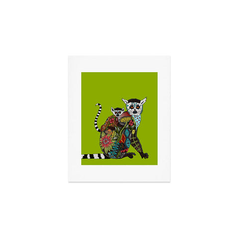 Sharon Turner Lemur Love Lime Art Print