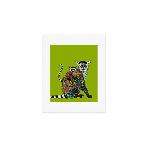 Sharon Turner Lemur Love Lime Art Print