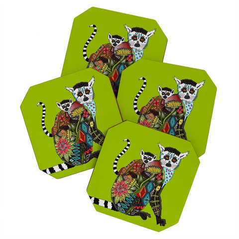 Sharon Turner Lemur Love Lime Coaster Set