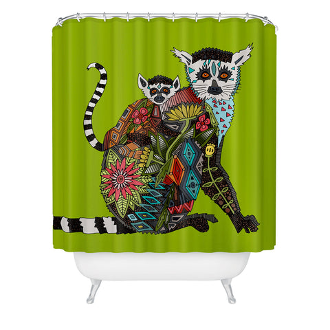 Sharon Turner Lemur Love Lime Shower Curtain