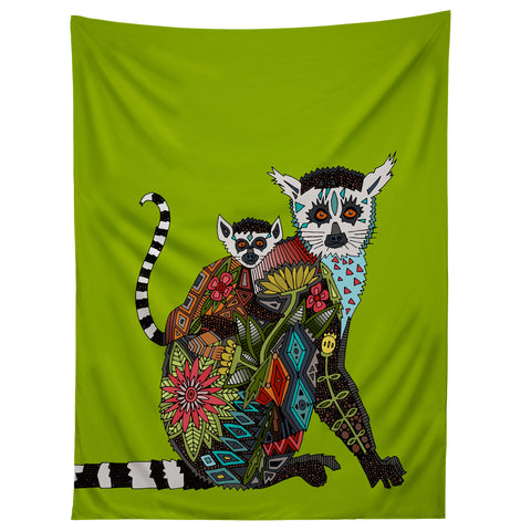 Sharon Turner Lemur Love Lime Tapestry