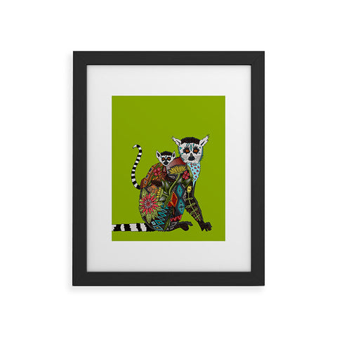 Sharon Turner Lemur Love Lime Framed Art Print