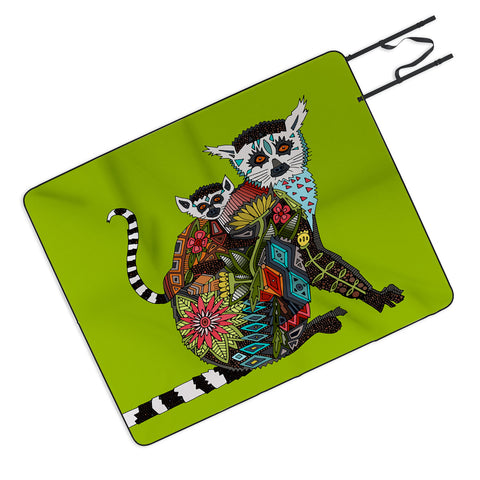 Sharon Turner Lemur Love Lime Picnic Blanket