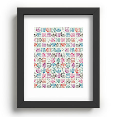 Sharon Turner Light Sherbet Owls Recessed Framing Rectangle