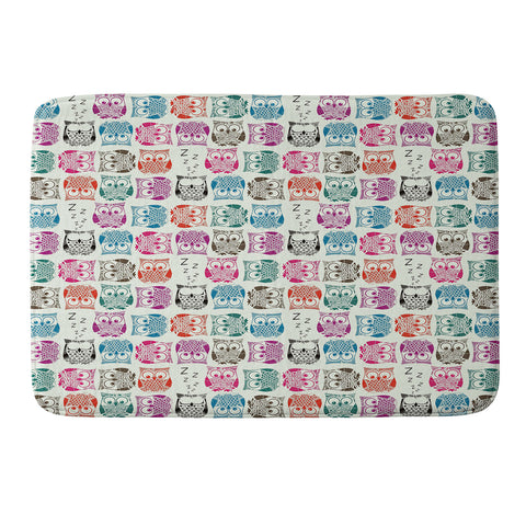 Sharon Turner Light Sherbet Owls Memory Foam Bath Mat