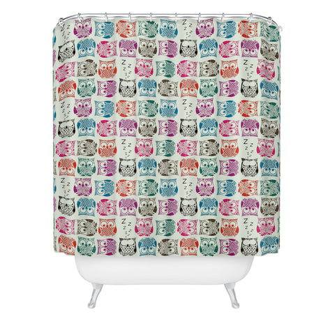 Sharon Turner Light Sherbet Owls Shower Curtain