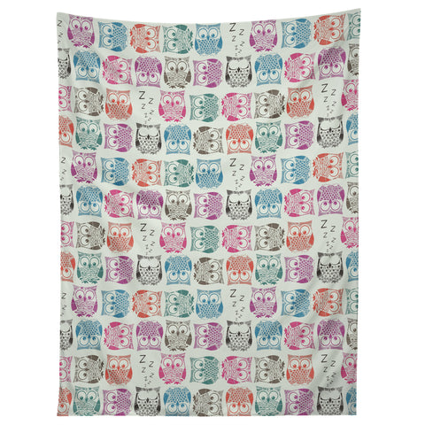Sharon Turner Light Sherbet Owls Tapestry