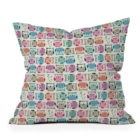 Sharon Turner Light Sherbet Owls Throw Pillow