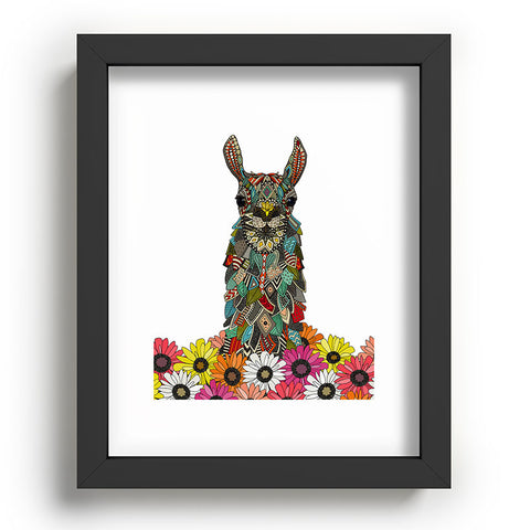 Sharon Turner llama daisy love white Recessed Framing Rectangle