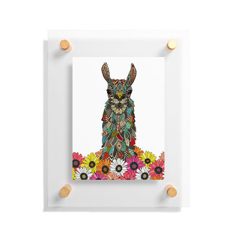 Sharon Turner llama daisy love white Floating Acrylic Print