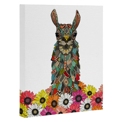 Sharon Turner llama daisy love white Art Canvas