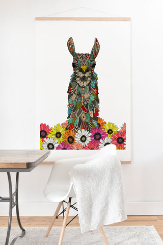 Sharon Turner llama daisy love white Art Print And Hanger