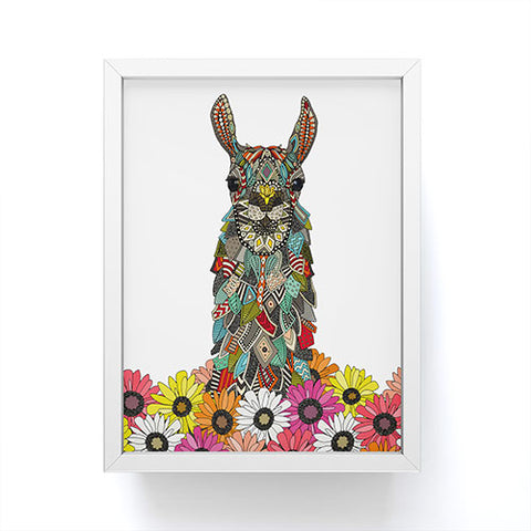 Sharon Turner llama daisy love white Framed Mini Art Print