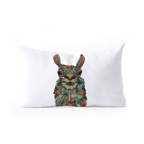 Sharon Turner llama daisy love white Oblong Throw Pillow