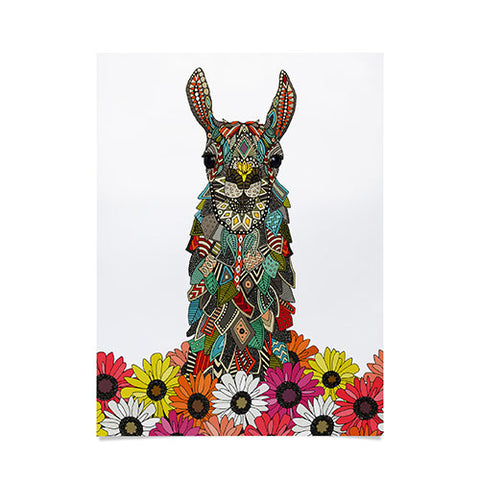 Sharon Turner llama daisy love white Poster