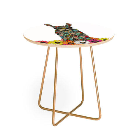 Sharon Turner llama daisy love white Round Side Table