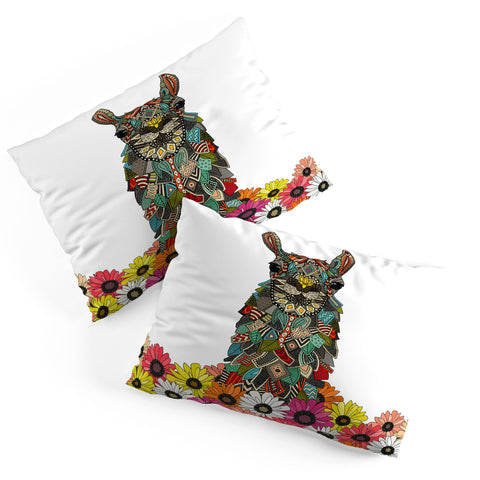 Sharon Turner llama daisy love white Pillow Shams