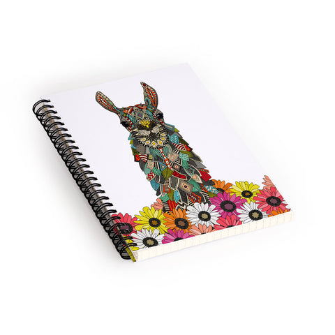 Sharon Turner llama daisy love white Spiral Notebook