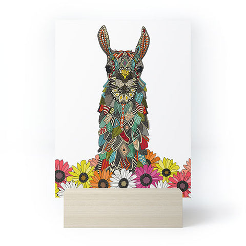 Sharon Turner llama daisy love white Mini Art Print