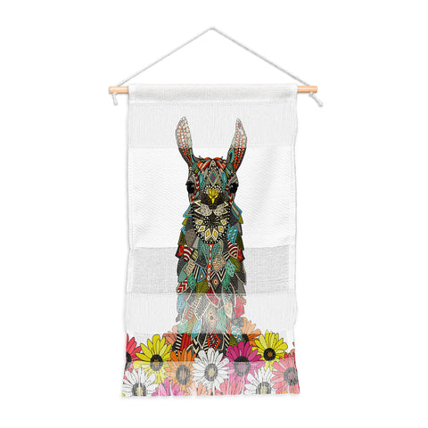 Sharon Turner llama daisy love white Wall Hanging Portrait