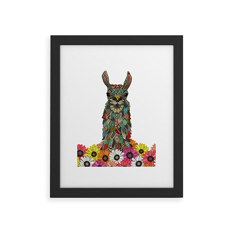 Sharon Turner llama daisy love white Framed Art Print