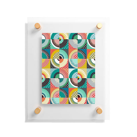 Sharon Turner llama geo squares Floating Acrylic Print