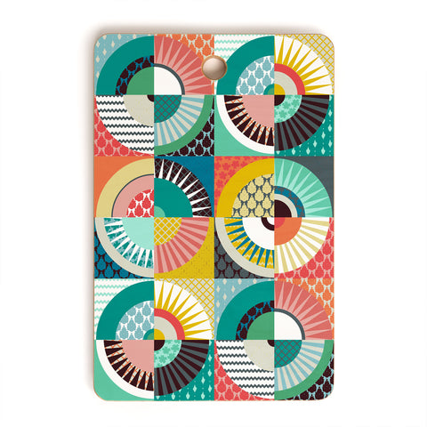 Sharon Turner llama geo squares Cutting Board Rectangle