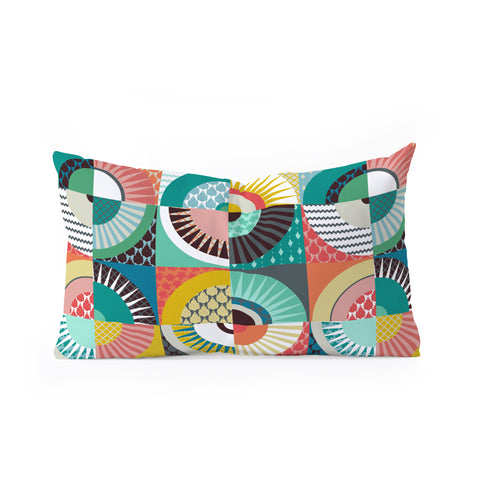 Sharon Turner llama geo squares Oblong Throw Pillow