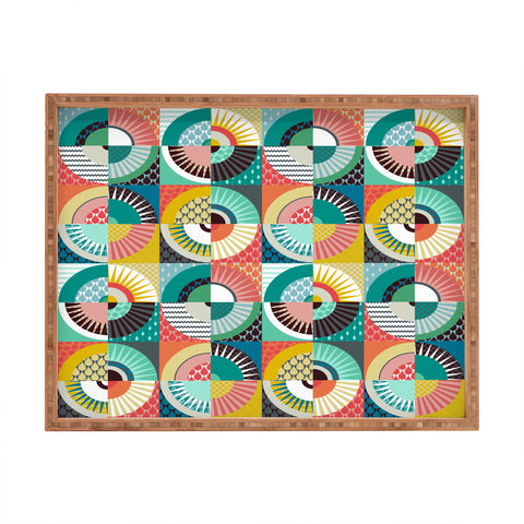 Sharon Turner llama geo squares Rectangular Tray