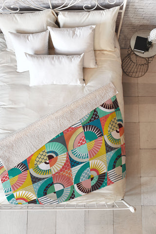 Sharon Turner llama geo squares Fleece Throw Blanket