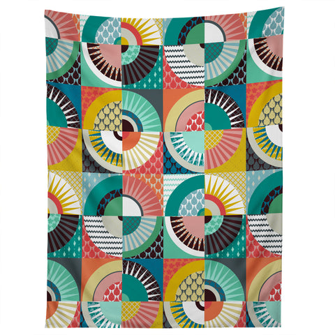 Sharon Turner llama geo squares Tapestry