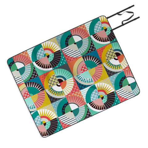 Sharon Turner llama geo squares Picnic Blanket