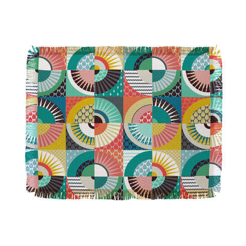 Sharon Turner llama geo squares Throw Blanket