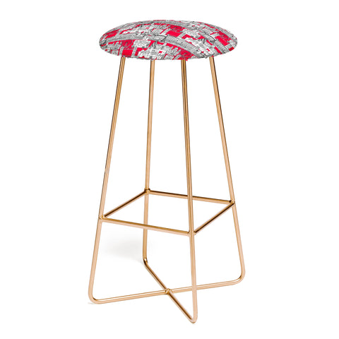 Sharon Turner London toile red Bar Stool