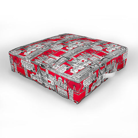 Sharon Turner London toile red Outdoor Floor Cushion