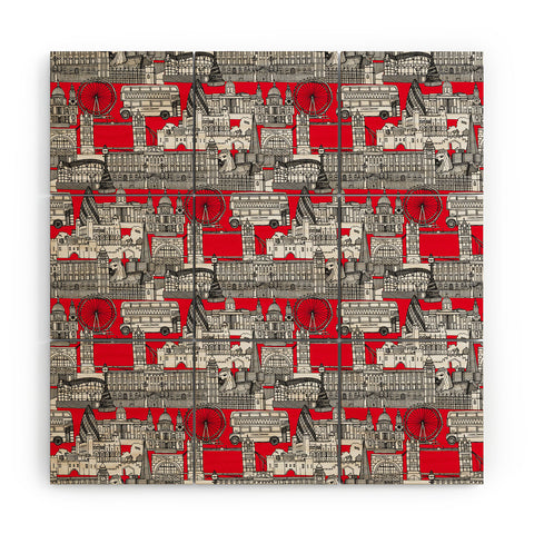 Sharon Turner London toile red Wood Wall Mural