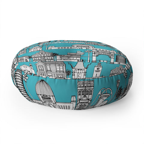 Sharon Turner Los Angeles Blue Floor Pillow Round