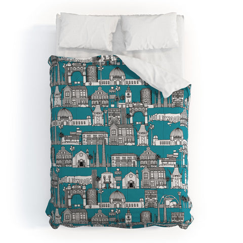 Sharon Turner Los Angeles Teal Comforter