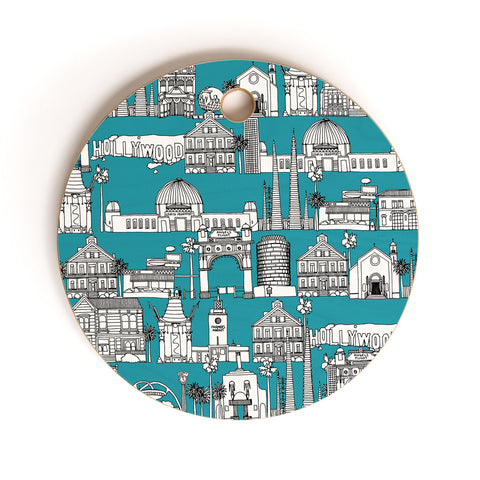 Sharon Turner Los Angeles Teal Cutting Board Round