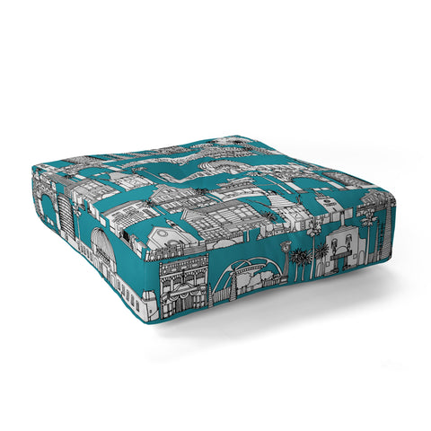 Sharon Turner Los Angeles Teal Floor Pillow Square