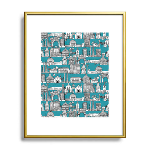 Sharon Turner Los Angeles Teal Metal Framed Art Print