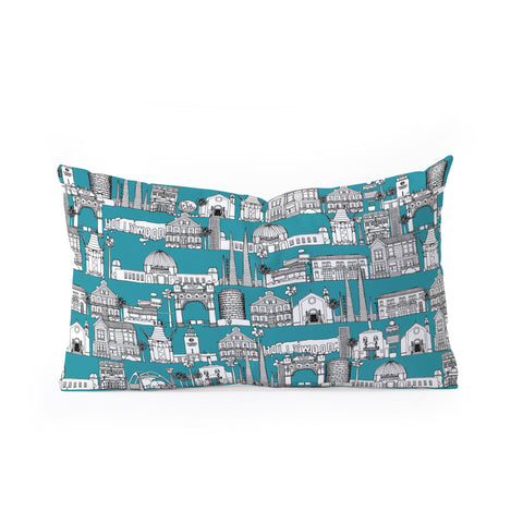 Sharon Turner Los Angeles Teal Oblong Throw Pillow