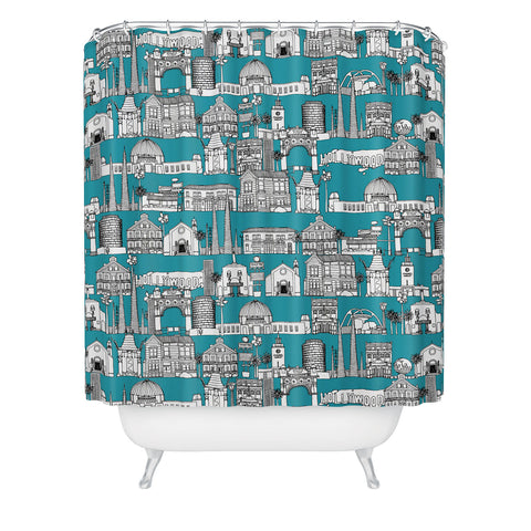 Sharon Turner Los Angeles Teal Shower Curtain