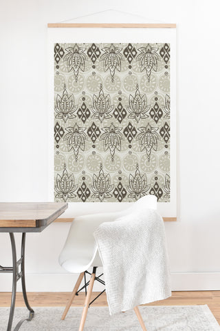 Sharon Turner lotus block linen Art Print And Hanger