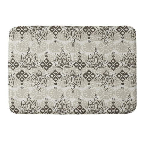 Sharon Turner lotus block linen Memory Foam Bath Mat