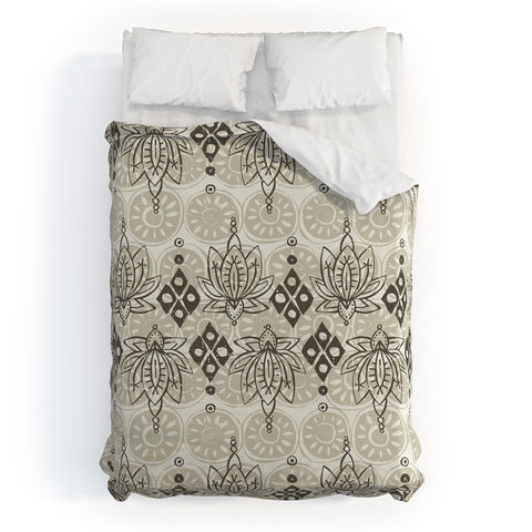 Sharon Turner lotus block linen Duvet Cover