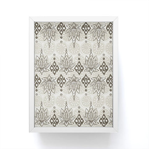 Sharon Turner lotus block linen Framed Mini Art Print