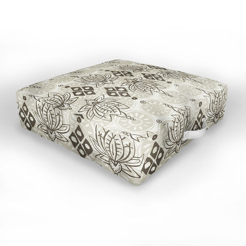 Sharon Turner lotus block linen Outdoor Floor Cushion