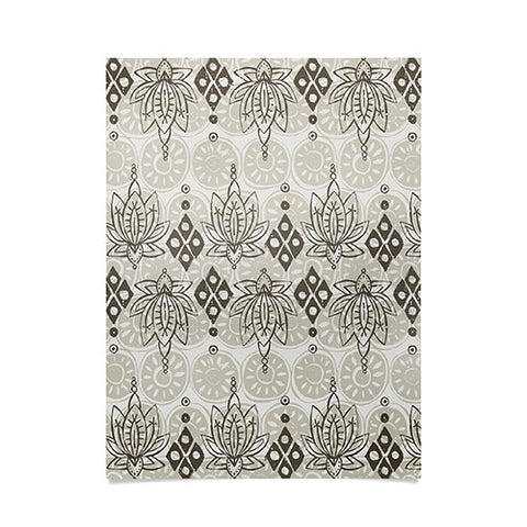 Sharon Turner lotus block linen Poster